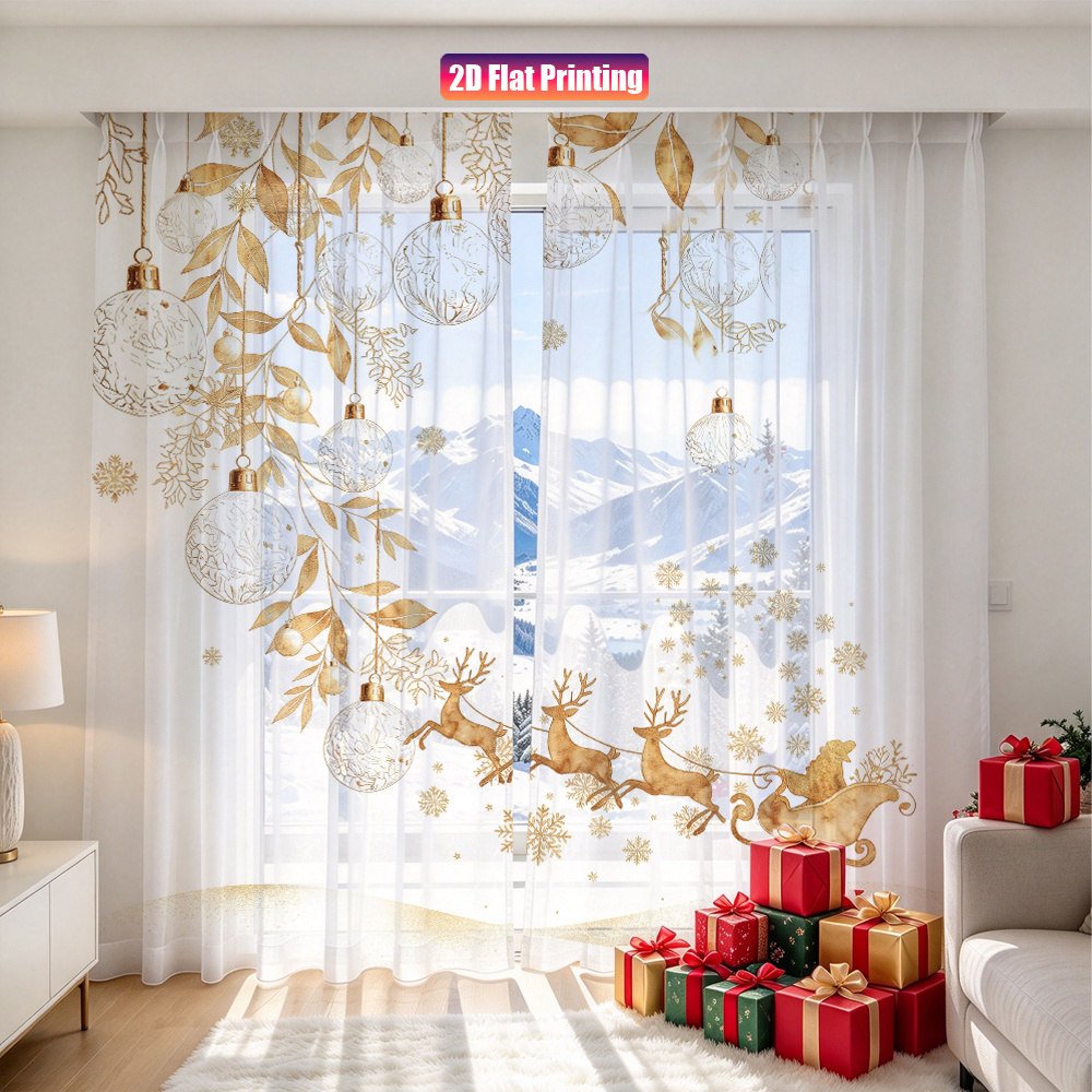 Curtain Rods - 2 buah Tirai Tipis Bertema Natal