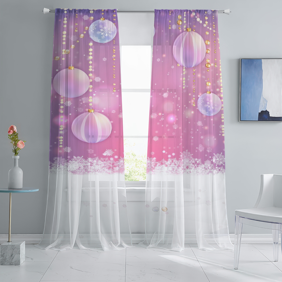 2PCS Tirai Tipis Natal Musim D - Curtain Rods ulasan dan harga